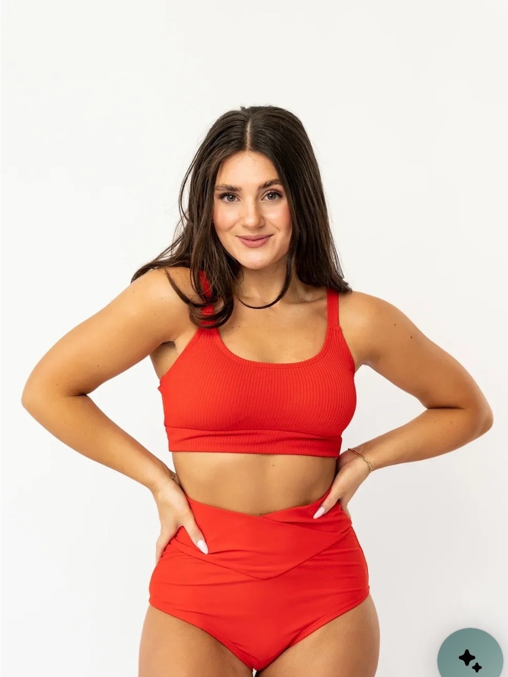 Brand new! Coral Reef Ribbed Scoop Bikini Top Red. Top only! Medium